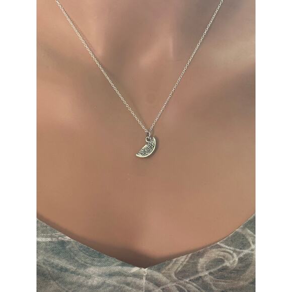 Sterling Silver Orange Slice Charm Necklacce, Silver Orange Slice Necklace - Picture 4 of 5